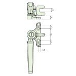 Crittall Type Locking Straight Window Handle on 4-hole Backplate - Left Hand