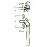 Crittall Type Locking Straight Window Handle on 4-hole Backplate - Right Hand