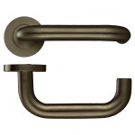 Round Rose Return to Door Lever Handles – Push on Rose (Sprung) – Adonic Matt Bronze