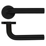 Round Rose Straight Lever Handles – Push on Rose (Sprung) – Antimicrobial Eco-Friendly Matt Black