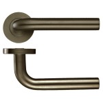Round Rose Straight Lever Handles – Push on Rose (Sprung) – Adonic Matt Bronze