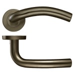 Round Rose Arched Lever Handles – Push on Rose (Sprung)  – Adonic Matt Bronze