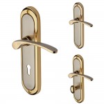 M Marcus Heritage Brass Ambassador Design Door Handle on Plate Jupiter Split Finish