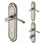 M Marcus Heritage Brass Ambassador Design Door Handle on Plate Mercury Split Finish