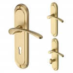 M Marcus Heritage Brass Ambassador Design Door Handle on Plate Satin Brass