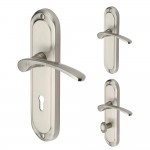 M Marcus Heritage Brass Ambassador Design Door Handle on Plate Satin Nickel Plate