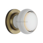 M Marcus Heritage Brass White with Goldline Porcelain Knob Furniture