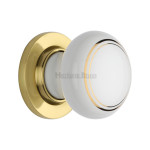 M Marcus Heritage Brass White with Goldline Porcelain Knob Furniture