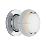 M Marcus Heritage Brass White with Goldline Porcelain Knob Furniture