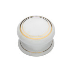 M Marcus Heritage Brass White with Goldline Porcelain Cupboard & Wardrobe Knobs