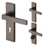 M Marcus Heritage Brass Delta Design Door Handle on Plate Matt Bronze