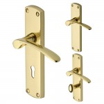 M Marcus Heritage Brass Diplomat Design Door Handle on Plate Polished Brass