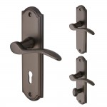 M Marcus Heritage Brass Howard Design Door Handle on Plate Matt Bronze