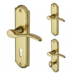 M Marcus Heritage Brass Howard Design Door Handle on Plate Polished Brass