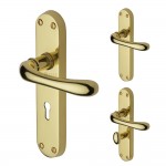 M Marcus Heritage Brass Luna Design Door Handle on Plate Polished Brass