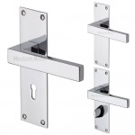 Heritage Brass Metro Design Door Handle on Plate – Polished Chrome Plate