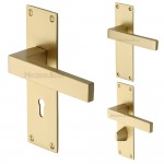 M Marcus Heritage Brass Metro Design Door Handle on Plate Satin Brass