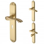 Heritage Brass Algarve Long Design Door Handle on Plate – Satin Brass