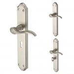 M Marcus Heritage Brass Verona Design Door Handle on Plate Satin Nickel Plate