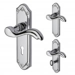 M Marcus Heritage Brass Lisboa Design Door Handle on Plate Polished Chrome Plate