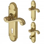 M Marcus Heritage Brass Adam Design Door Handle on Plate Polished Brass