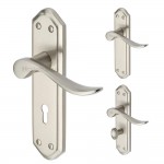 M Marcus Heritage Brass Sandown Design Door Handle on Plate Satin Nickel Plate