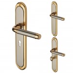 M Marcus Heritage Brass Saturn Long Design Door Handle on Plate Jupiter Split Finish