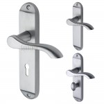 M Marcus Sorrento Aurora Design Door Handle on Plate Satin Chrome Plate