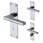 M Marcus Heritage Brass Trident Design Door Handle on Plate Polished Chrome Plate