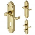 Heritage Brass Meridian Design Door Handle on Plate – Polished Brass