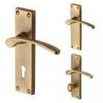 M Marcus Heritage Brass Sophia Design Door Handle on Plate Antique Brass
