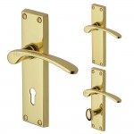 M Marcus Heritage Brass Sophia Design Door Handle on Plate Polished Brass