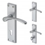 M Marcus Heritage Brass Sophia Design Door Handle on Plate Satin Chrome Plate