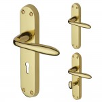 M Marcus Heritage Brass Sutton Design Door Handle on Plate Polished Brass