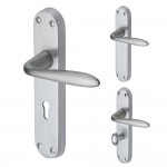 M Marcus Heritage Brass Sutton Design Door Handle on Plate Satin Chrome Plate