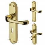 M Marcus Heritage Brass Gloucester Design Door Handle on Plate Polished Brass