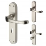 M Marcus Heritage Brass Gloucester Design Door Handle on Plate Satin Nickel Plate
