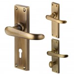 M Marcus Heritage Brass Windsor Design Door Handle on Plate Antique Brass