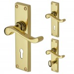 M Marcus Heritage Brass Bedford Design Door Handle on Plate Polished Brass