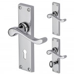 M Marcus Heritage Brass Bedford Design Door Handle on Plate Polished Chrome Plate
