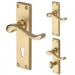 M Marcus Heritage Brass Bedford Design Door Handle on Plate Satin Brass