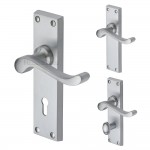 M Marcus Heritage Brass Bedford Design Door Handle on Plate Satin Chrome Plate
