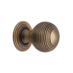 M Marcus Heritage Brass Reeded Design Cupboard Knob with base 32mm 