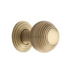 M Marcus Heritage Brass Reeded Design Cupboard Knob with base 32mm 