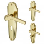 Heritage Brass Waldorf Design Door Handle on Plate – Polished Brass
