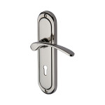 M Marcus Heritage Brass Ambassador Design Door Handle on Plate Bright Nickel Plate