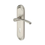 M Marcus Heritage Brass Ambassador Design Door Handle on Plate Satin Nickel Plate