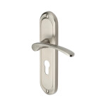 M Marcus Heritage Brass Ambassador Design Door Handle on Plate Satin Nickel Plate