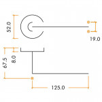 Round Rose Mitred Lever Handles – Push on Rose (Sprung) – Antimicrobial Satin Stainless Steel