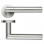 Antimicrobial Round Rose Mitred Lever Handles – Push on Rose (Sprung)